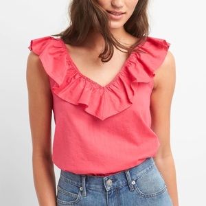 Gap Sleeveless Ruffle V-neck Top XL